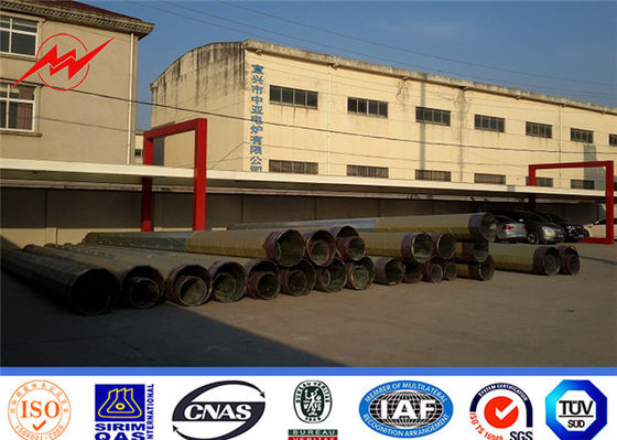 100KV Electric Transmission Line Steel Galvanized Pole , Electrical Power Poles