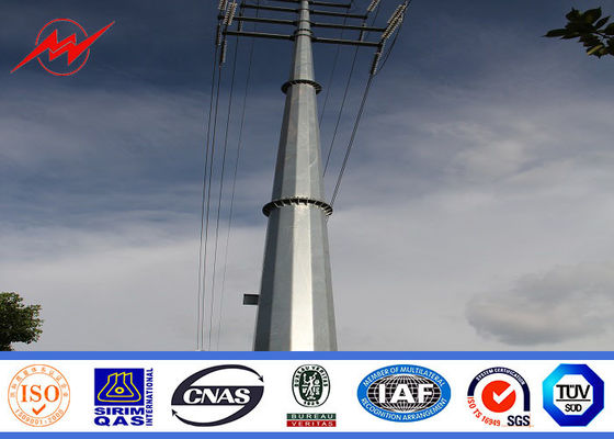 10M 130DAN 300N Hot Dip Galvanized Steel Power Transmission Poles Q235 , Q345 Material