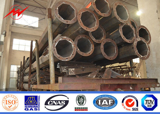 จุ่มร้อนชุบสังกะสี 12m Q235 เสาไฟถนนเสาเดี่ยวสำหรับไฟถนน