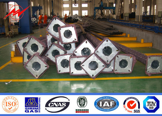 จุ่มร้อนชุบสังกะสี 12m Q235 เสาไฟถนนเสาเดี่ยวสำหรับไฟถนน