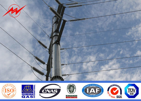 110kv Galvanized Utility เสาไฟฟ้าสำหรับสายส่งไฟฟ้าระบบ ISO 9001