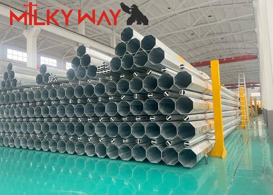 15M 8KN Gr65 Steel Tube Pole สําหรับตลาดแอฟริกา พร้อมการรับรอง BV และความหนาผนัง 3 มม