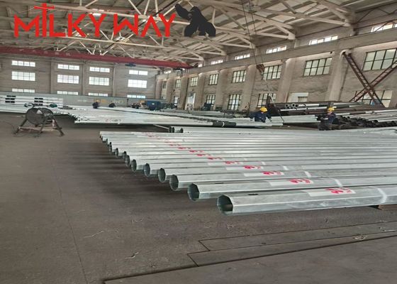 15M 8KN Gr65 Steel Tube Pole สําหรับตลาดแอฟริกา พร้อมการรับรอง BV และความหนาผนัง 3 มม