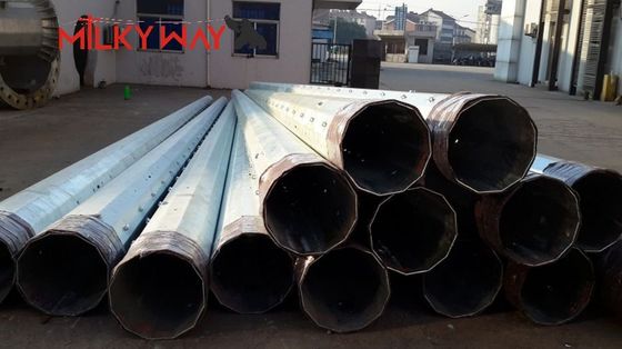 6-18m Hot Galvanized Steel Power Metal Pole สายไฟฟ้าสําหรับสายส่งไฟฟ้า