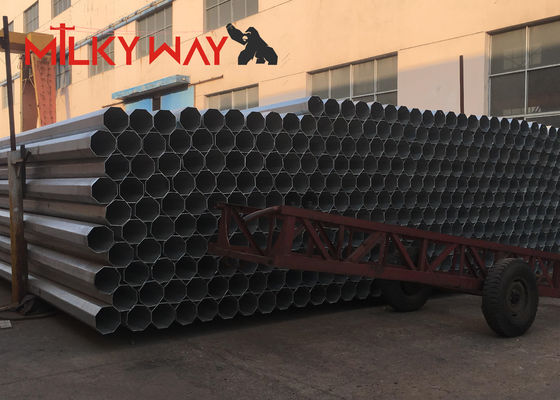 เสาไฟฟ้าแรงสูง 11KV 38KV ชุบสังกะสีแบบจุ่มร้อน เสาไฟฟ้าแปดเหลี่ยมชุบสังกะสี