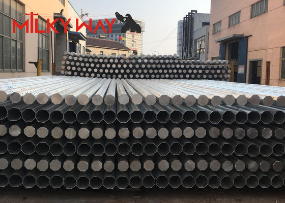 เสาไฟฟ้าแรงสูง 11KV 38KV ชุบสังกะสีแบบจุ่มร้อน เสาไฟฟ้าแปดเหลี่ยมชุบสังกะสี