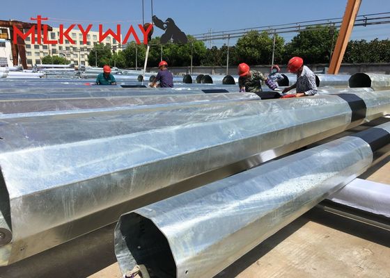 9m 12m 16m Milky Way Steel Power Pole สําหรับการส่งพลังงานและสัญญาณ