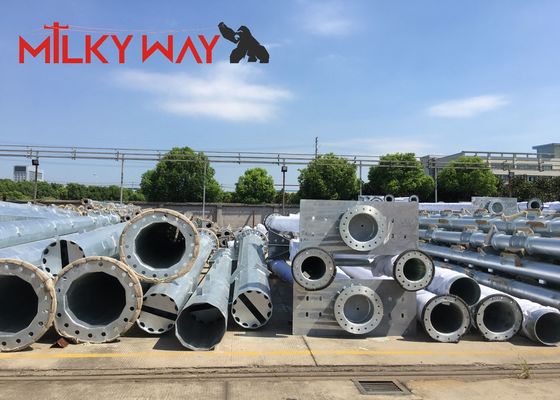 โหลดทำลาย 80FT 2,000 กก. HDG เสาเหล็กชนิดฝังแบบกำหนดเอง