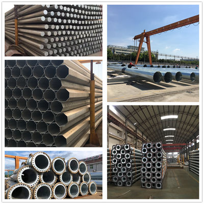 16m 800DaN 1000DaN Galvanized Electric Power Transmission Steel Pole for Direct Burial or Flange Type Installation