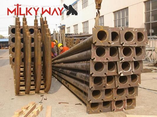 เสาไฟถนนบานพับกลางบานพับแปดเหลี่ยมชุบสังกะสีแบบจุ่มร้อน 12 ม