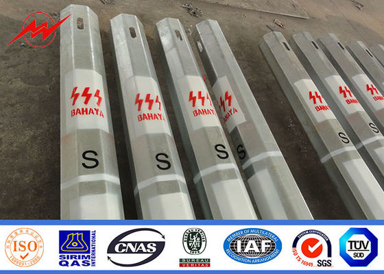 จุ่มร้อน 11m 12m 15m หอคอยโมโนโพลเรียวชุบสังกะสี