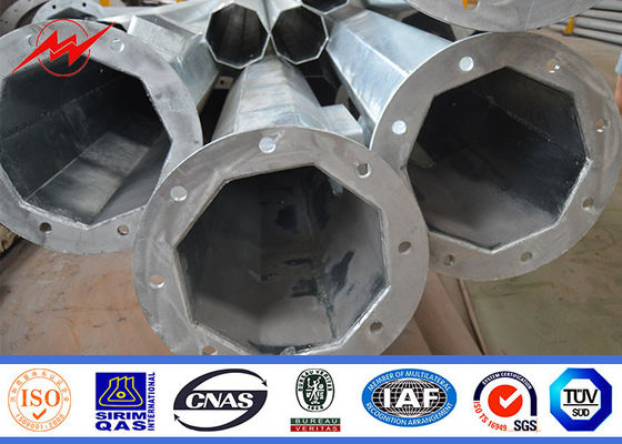 เสาท่อเหล็กชุบสังกะสีแบบจุ่มร้อน 80 ฟุต 90 ฟุตแปดเหลี่ยม ASTM A123