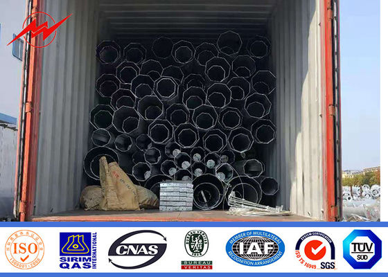 รูปหลายเหลี่ยม 12m 14m Astm A123 เสาเหล็กชุบสังกะสี 69kv