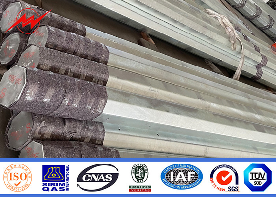 15KV 500KGF โหลดเสาไฟฟ้าแปดเหลี่ยมจุ่มร้อนชุบสังกะสี 25FT-45FT