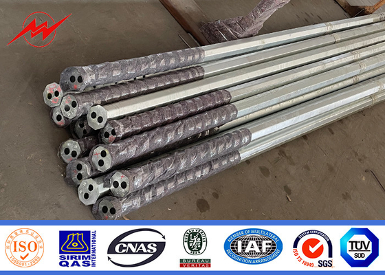 15KV 500KGF Load Octagonal Hot Dip Galvanized Electric Power Pole สําหรับความดันสูง