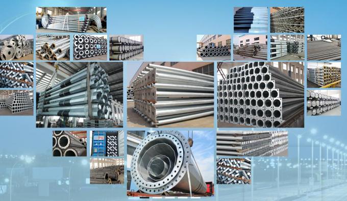 8m 10m 12m Hot Dip Galvanized Steel Power Pole พร้อมเคลือบผงพอลีเอสเตอร์สี 2