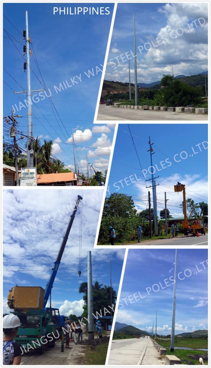 16m 2500dan Galvanization Steel Tower Pole 90ft แอฟริกา สายส่งไฟฟ้า สายเหล็ก 1