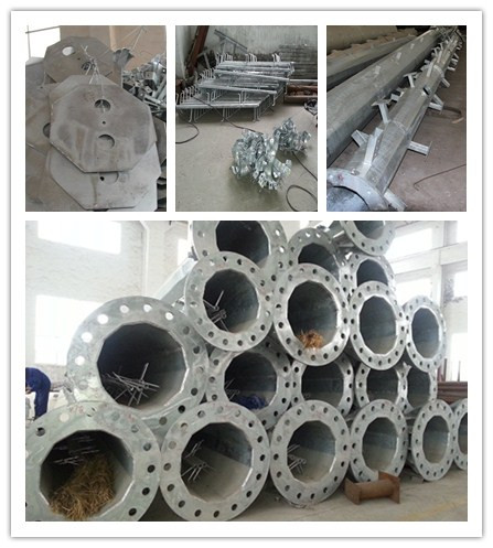 โพลีเอสเตอร์ Power Coated พลังงานไฟฟ้า Pole สําหรับการกระจายสื่อสาร 1